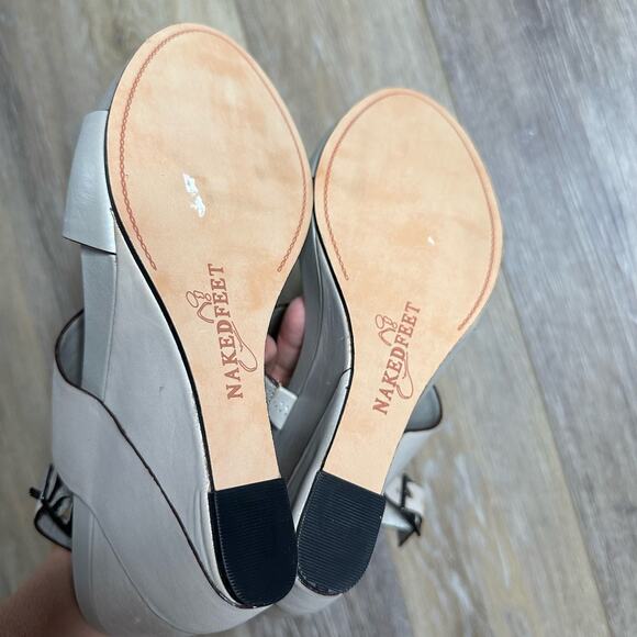 Naked Feet Gray  leather wedge sandals size 10 - Picture 10 of 11